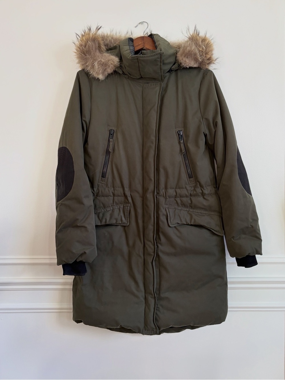 Soia & Kyo Olive Green Parka with Faux Fur Hood